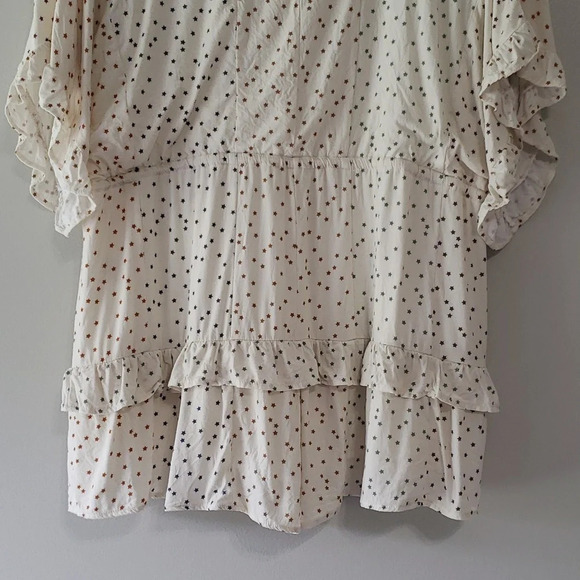 Storia Romper Women Large Cream Multicolor Stars Ruffle Boho Coastal Cowgirl - Picture 6 of 12